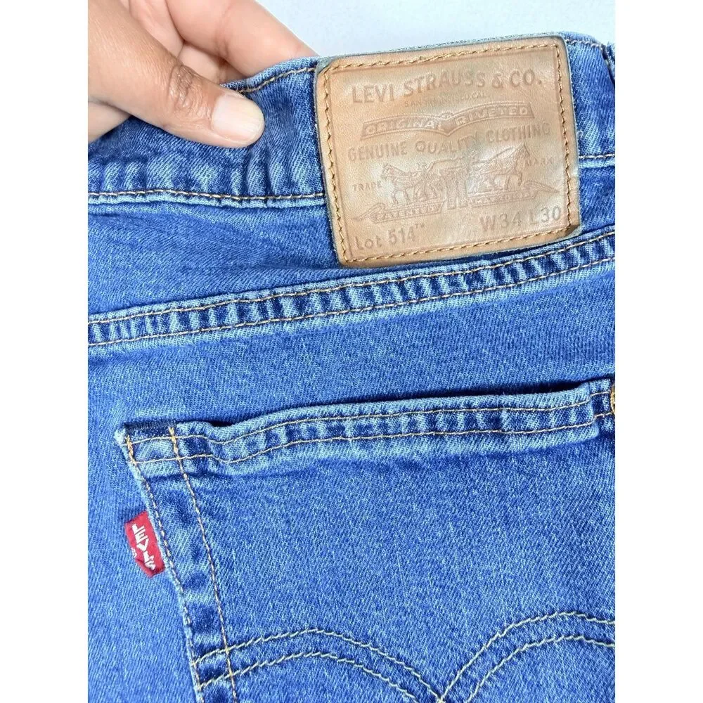 Levi's Premium 514 Straight Jeans Men's W34 L30 Blue Stretch Water<Less Denim